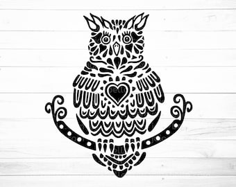 Mandala Sowa SVG - Zentangle Svg - Mandala SVG - Plik Sowa SVG - Tribal Sowa Svg - Mandala Clipart - Mandala T-shirt Vinyl Decal