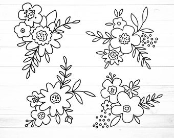Blumen SVG, Handgezeichnete Blumen Svg, Blumenrand Svg, Blumen svg Datei - Blumen Clipart - Blumen svg Dateien - Blumen T-Shirt Aufkleber