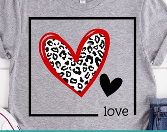 Love Svg, Valentines Svg, Leopard Print Heart Svg, Valentines Day Svg, Valentines Cut File, Svg Designs for Cricut, Sublimation
