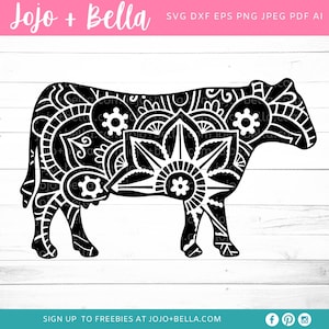 Mandala Cow SVG - Zentangle Svg - Mandala svg - Cow svg file - Mandala Cow Clipart - Mandala T-shirt Vinyl Decal, Mandala Farm Animals Svg