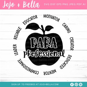 Svg paraprofissional, camisa paraprofissional Svg, volta às aulas Svg, escola Svg, professor paraprofissional Svg, designs Svg para Cricut