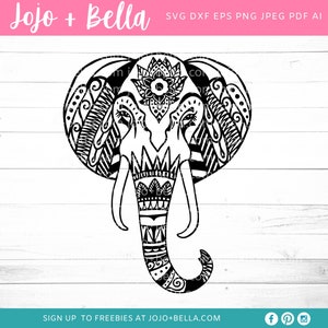 Mandala Elephant SVG - Zentangle Svg - Mandala svg - Elephant svg file - Tribal Elephant Svg - Mandala Clipart - Mandala T-shirt Vinyl Decal