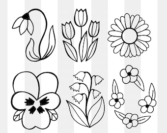 Blumen SVG Bundle, Blumen svg Datei, Blumen Bündel Svg, Daisy Svg, Tulip Svg, Bluebell Svg, Svg Dateien für Cricut, Silhouette, Sublimation