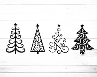 Download Swirly Christmas Tree Svg Etsy