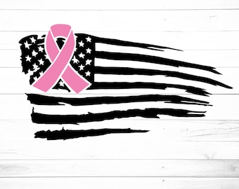 Borstkanker svg, kanker lint svg, kanker svg, distressed flag svg, vlag svg, roze svg, svg bestanden voor Cricut, sublimatie ontwerpen