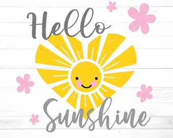 Hello Sunshine svg, Summer SVG, Baby svg, Sun Svg, Vacation Svg, Beach Svg, Svg files for Cricut, Silhouette files