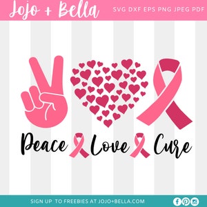 Peace Love Cure SVG, Cancer quote, Breast Cancer Awareness Svg, World Cancer Day Svg, Cancer Awareness Shirt Svg, Cricut SVG, Sublimatie
