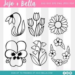 Flower SVG Bundle, Flower svg file, Flower Bundle Svg, Daisy Svg, Tulip Svg, Bluebell Svg, Svg files for Cricut, Silhouette, Sublimation