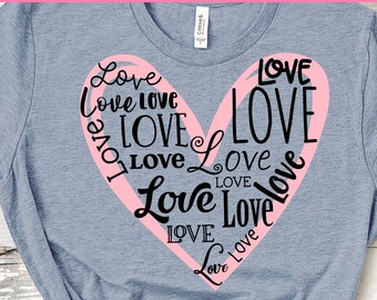 Love Svg, Valentines Svg, Love Love Love Svg, Valentines Day Svg, Valentines Cut File, Love Heart Svg, Svg Designs for Cricut, Sublimation