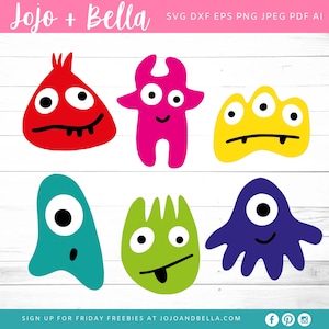 Monster SVG Bundel, Cute Monster, Funny Monster Svg, Monster Face Svg, Cut File, Kid's Monster Party Svg, Svg bestanden voor Cricut, Silhouette