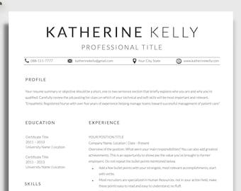 Minimalist resume, CV template, Clean resume template, Resume template for Google Docs, Word and Apple pages resume, Resume template modern,