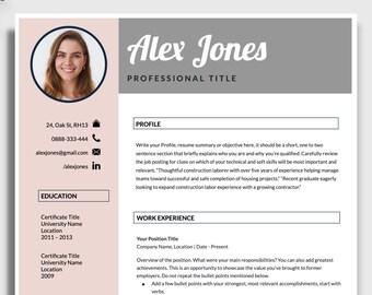 Resume Template, Resume template google docs, Resume template word, Apple pages resume, Resume and cover letter, resume template with photo