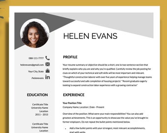 Resume Template, Resume template google docs, Resume template word, Apple pages resume, Modern resume, resume template with photo