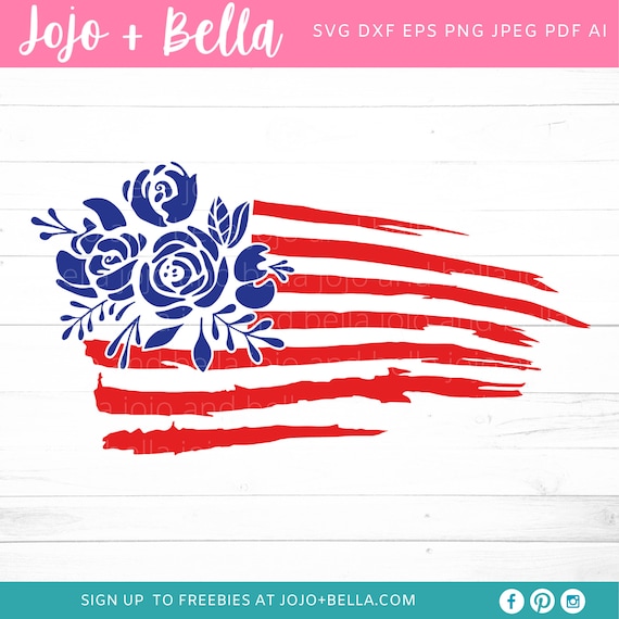 Download Floral American Flag Svg 4th Of July Svg Fourth Of July Etsy