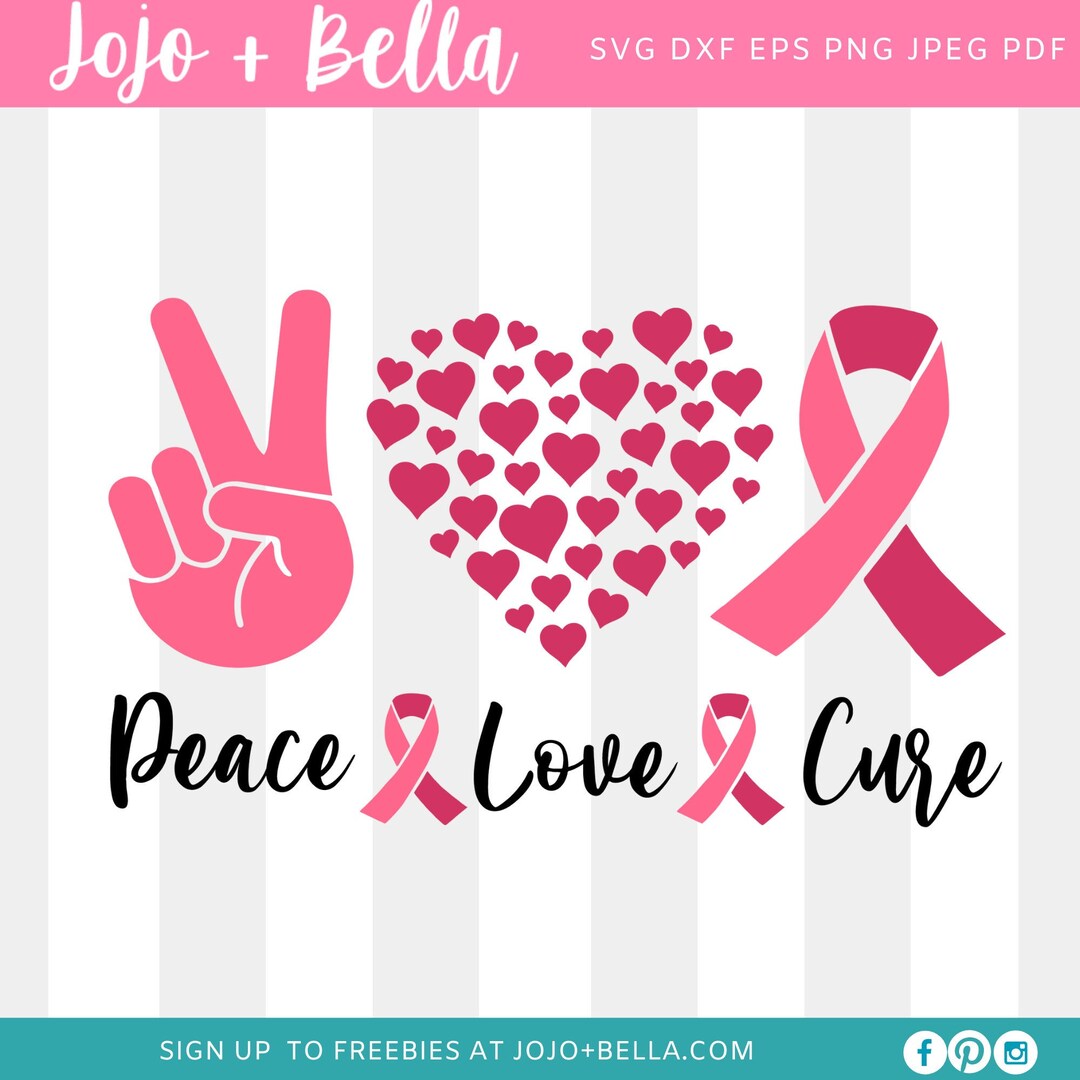 Peace Love Cure SVG Cancer Quote Breast Cancer Awareness - Etsy