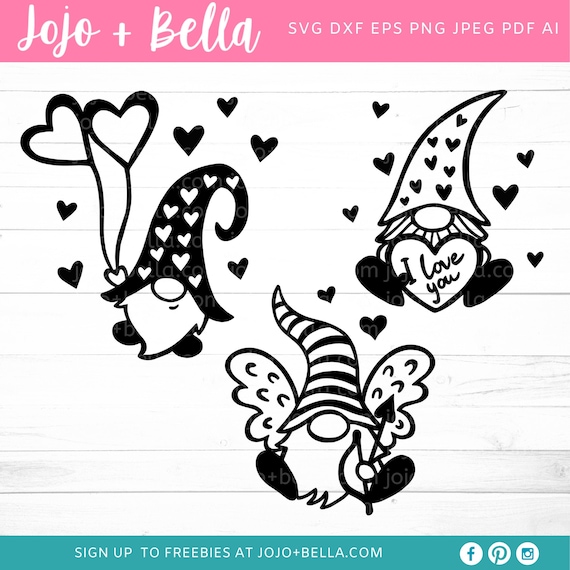 Download Three Gnomes Svg Valentines Hearts Svg Valentines Day Gnome Etsy