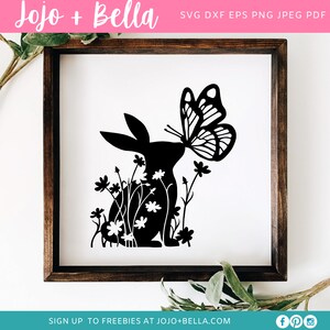 Hase Schmetterling Silhouette SVG, Osterhase SVG, Frühlingshase Svg, Hase Svg, Frohe Ostern Svg, Svg Dateien, Hase Svg, Niedliche Osterhase Svg
