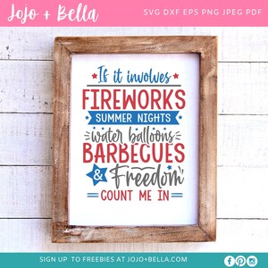 If it involves fireworks SVG 4th of July Svg, If it Involves Fireworks and Freedom Count me in Svg, Independence Day Svg, 4th of July Svg