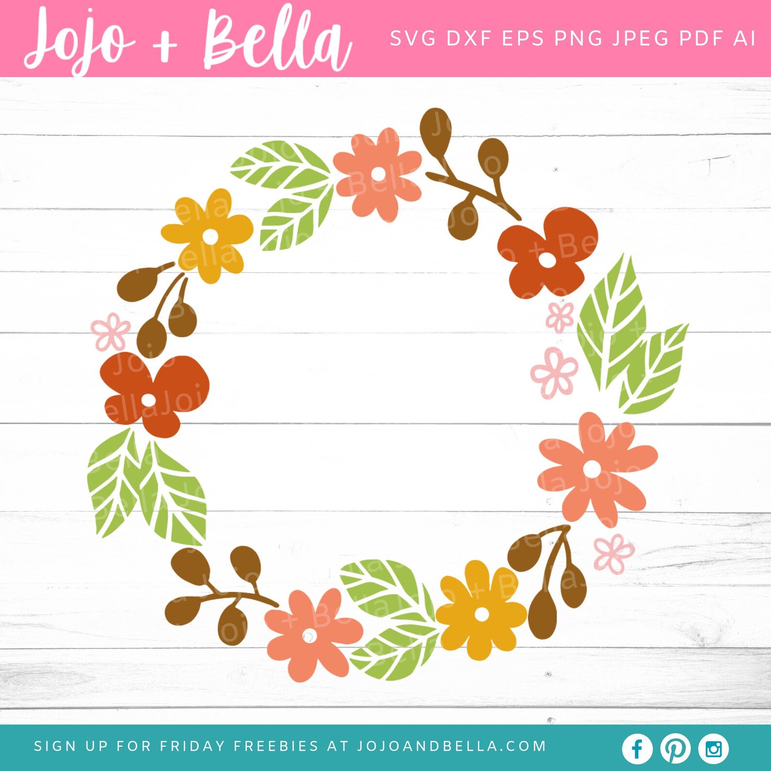 Fall Flower Wreath SVG Svg Dxf Eps Jpeg Png Ai Pdf - Etsy