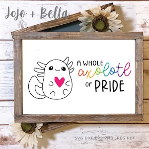 Axolotl Svg, Axolotl Pride Svg, Cute Axolotl Svg, Cartoon Axolotl, Axolotl Outline, Pride SVG, LGBTQ svg, Svg files for Cricut, Silhouette