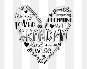 Mormor Svg, Mormor Word Art Svg, Mormor Png, Mormor Hjärta SVG, svg för Cricut, Digitala Designer, Ladda Ned