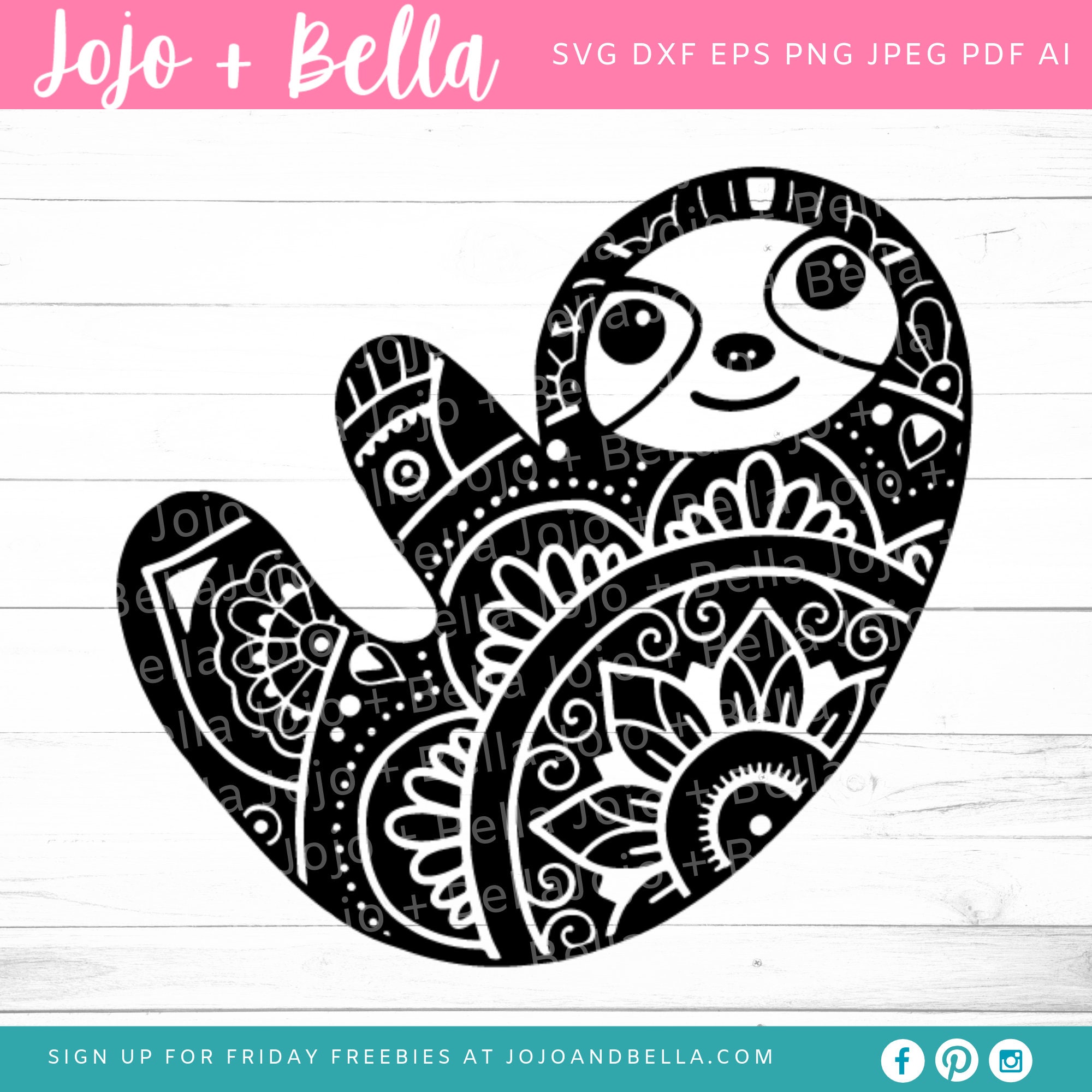Download Mandala Sloth SVG Svg Dxf Eps Jpeg Png Ai Pdf Cut | Etsy