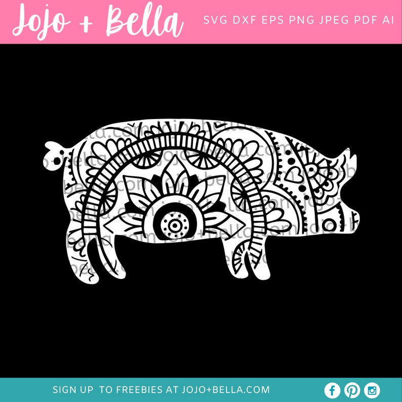 Download Mandala Pig SVG Zentangle Svg Mandala svg Pig svg file | Etsy