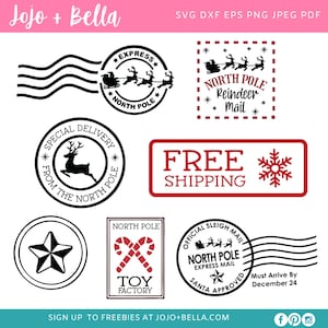 Selos do Pólo Norte svg, pacote svg de natal, selos de Natal svg, entrega especial svg, correio de papai noel svg, selo postal svg, selo postal svg