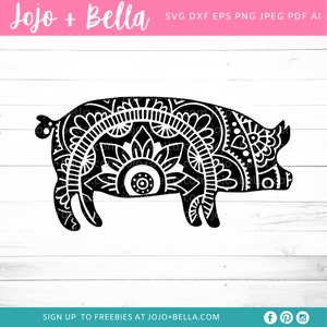 Mandala Pig SVG - Zentangle Svg - Mandala svg - Pig svg file - Mandala Pig Clipart - Mandala Decal, Mandala Farm Animals Svg, Farmhouse svg