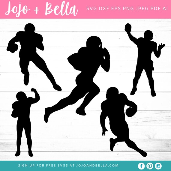 Football Player Svg Bundle Football Silhouette Svg Cut File Etsy