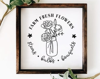 Farm Fresh Flowers SVG - Farmhouse Svg - Fresh Flowers SVG, Kitchen SVG,  Farmers Market Svg, Country Kitchen Svg File, Svg files for Cricut