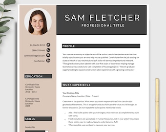 Resume Template, Resume template google docs, Resume template word, Apple pages resume, Resume and cover letter, resume template with photo