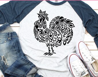 Mandala Poulet SVG, Dxf, Zentangle Poulet Svg, Mandala Animal Svg, Poulet svg fichier, Tribal Chicken Svg - Mandala Svg pour Cricut