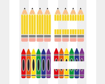Pencil svg, crayon svg, pencil png, pencil clipart, split monogram svg, teacher gift svg, teacher pencil svg, preschool svg, teacher crayon