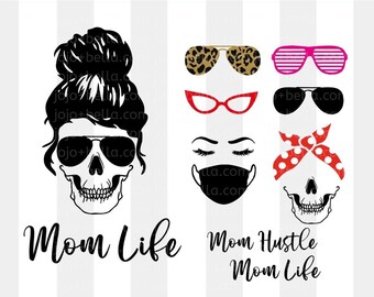 Skull Mom SVG Bundle, Skull Mom Svg, Mom Svg, Skull Mom Png, Mom Png, Svg Dateien für Cricut, Sublimation Digital Download Designs