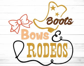 Boots Bows and Rodeos SVG, Dxf, Eps, Jpeg, Png, Ai, pdf, Cut File - Rodeo Svg - Cowgirl Svg - Cowgirl Clipart - Cowboy Svg - Cowboy Clipart
