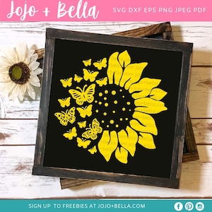 Sunflower Butterfly SVG, Png, Dxf, Clipart, Sunflower Butterfly Png, Sunflower Svg, Fichiers Svg svg pour Cricut, Téléchargements de conceptions numériques