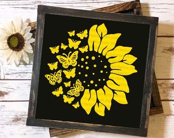 Sunflower Butterfly SVG, Png, Dxf, Clipart, Sunflower Butterfly Png, Sunflower Svg, Svg archivos para Cricut, Digital Designs Descargas