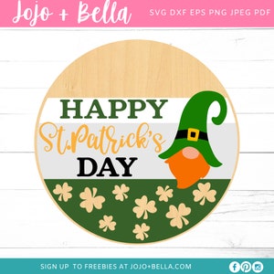 Feliz san Patricio Percha de bienvenida SVG, Gnome Leprechaun SVG, Irish Welcome sign, St Paddy svg, shamrock SVG, laser svg, Cricut
