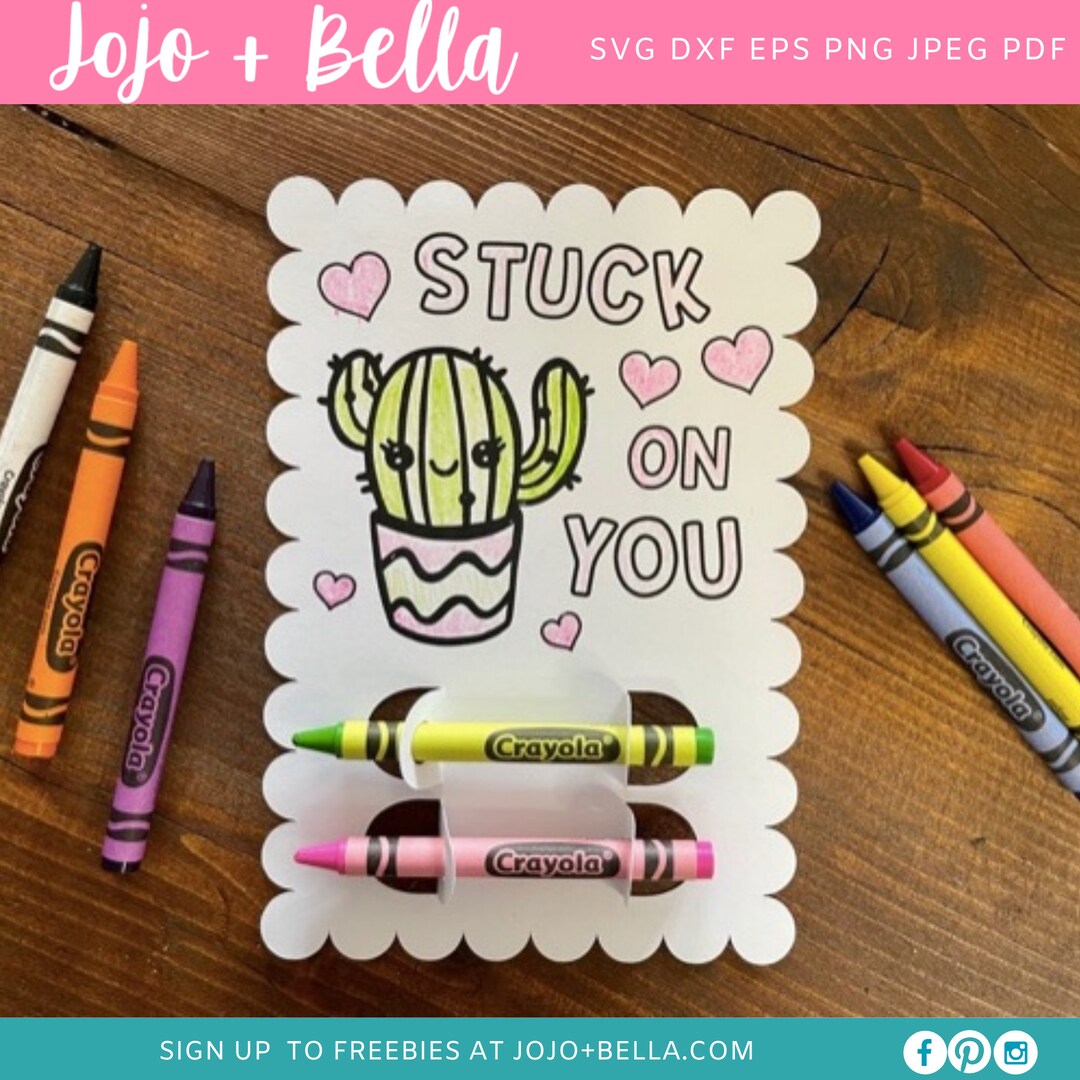 Valentine Coloring Cards SVG, Cuttable Crayon SVG, Crayon Holder Valentine SVG, Kid's Valentine