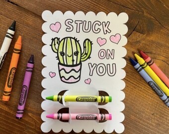 Valentine Coloring Cards SVG, Cuttable Crayon SVG, Crayon Holder Valentine SVG, Kid's Valentine Svg, Svg Files For Cricut and Silhouette
