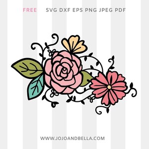 Dos flores en SVG, Ramos, Decoración floral, Flores, Borde de flores, Plantilla de corte de papel, Archivos de corte para cricut y Celebración de silueta