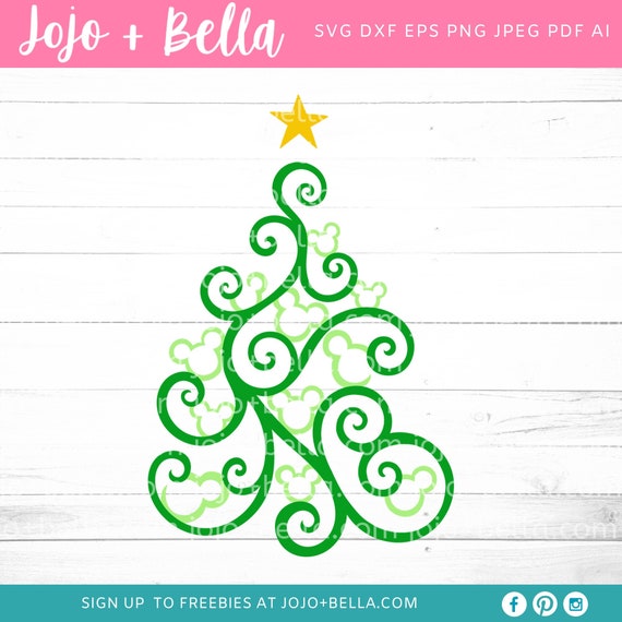 Download Free Mickey Mouse Christmas Tree Svg Christmas Tree Svg Swirly Etsy SVG DXF Cut File