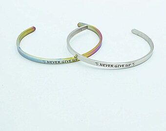 Inspirational Unisex Bangle - Never Give Up