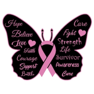 Butterfly Pink Ribbon Cancer Awareness Pin Badge