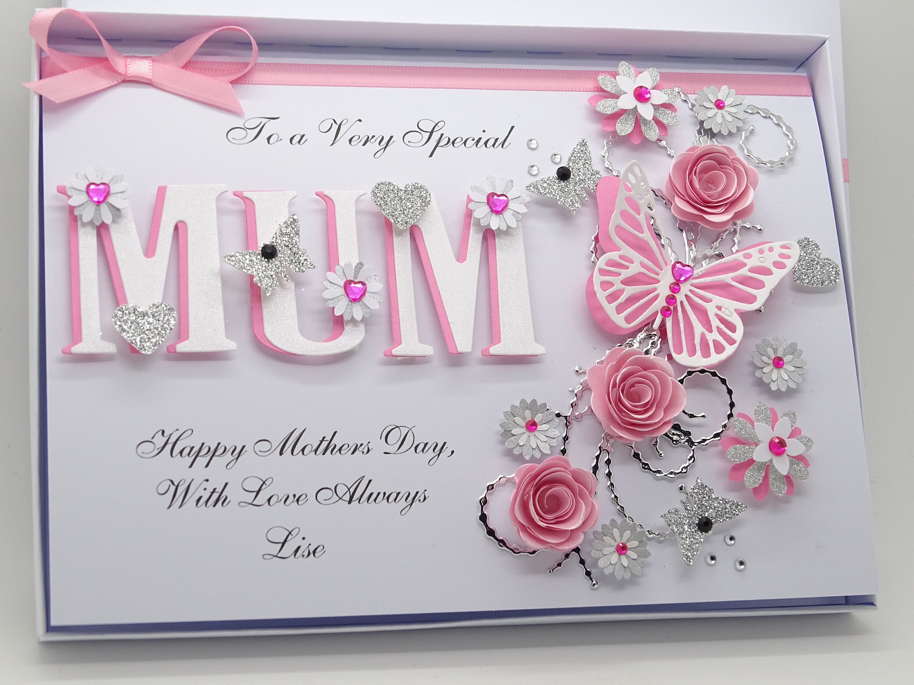 LUXURY Handmade Personalised BIRTHDAY Card Mothers Day MUM 3D | Etsy UK
