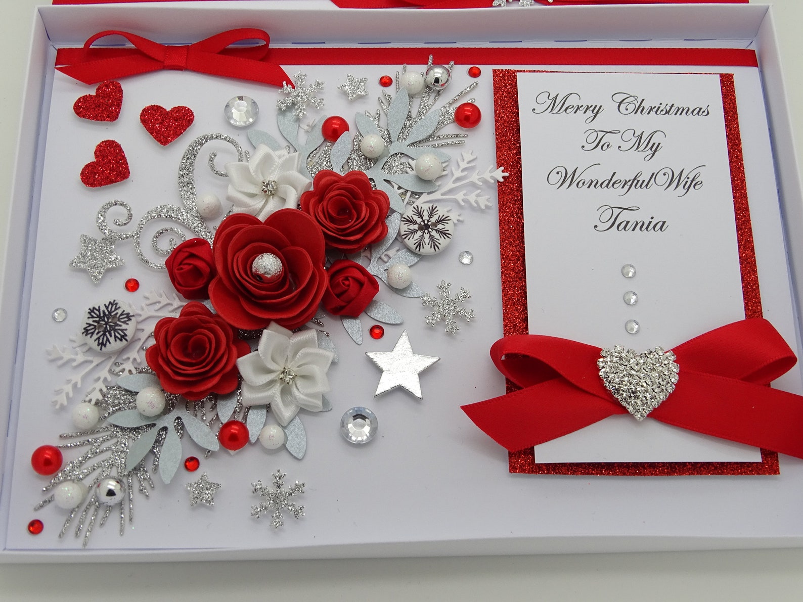 Luxury CHRISTMAS CARD Handmade PERSONALISED 3D Gift Box Mum Etsy UK