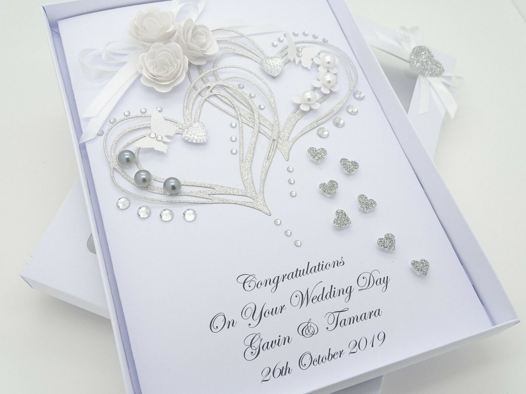 Wedding Day Card Luxury Handmade PERSONALISED Engagement ANNIVERSARY ...
