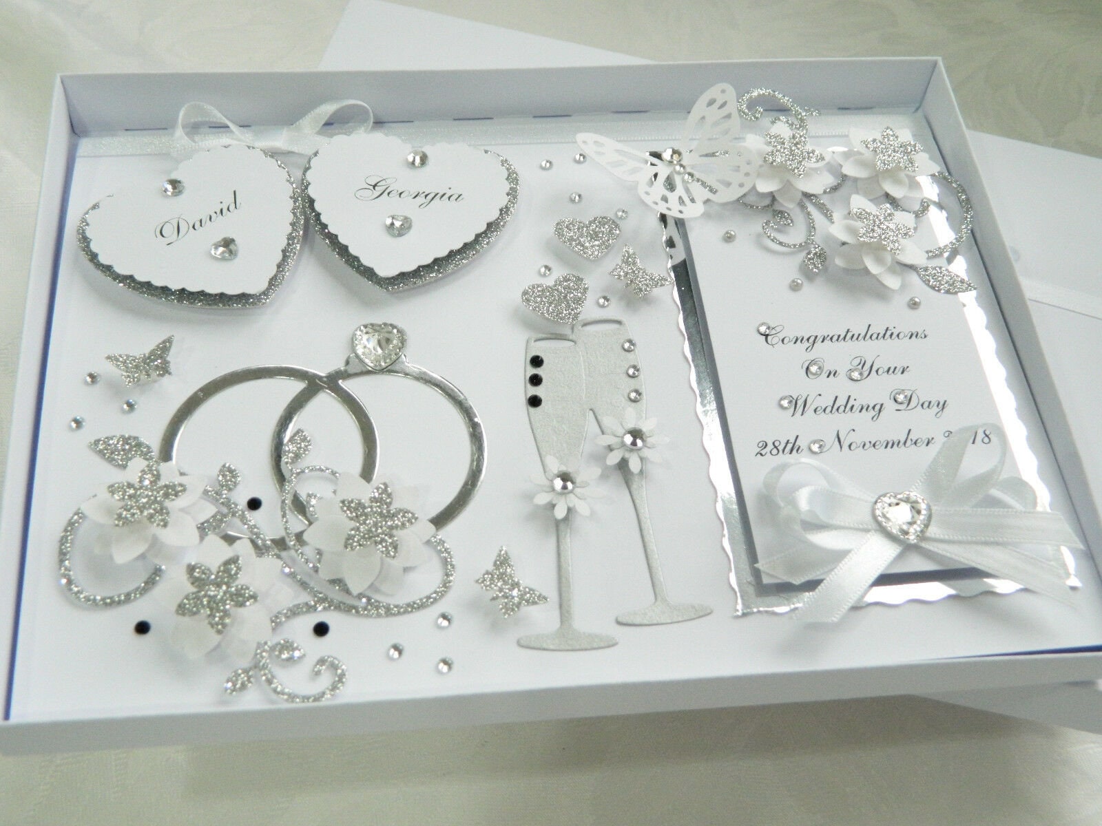 Luxury Handmade PERSONALISED Card WEDDING Day Anniversary Engagement ...