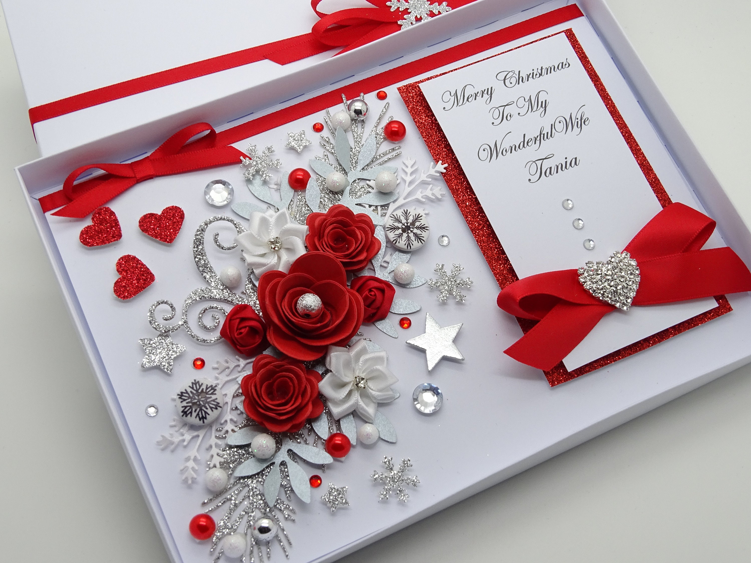 Luxury CHRISTMAS CARD Handmade PERSONALISED 3D Gift Box Mum - Etsy UK